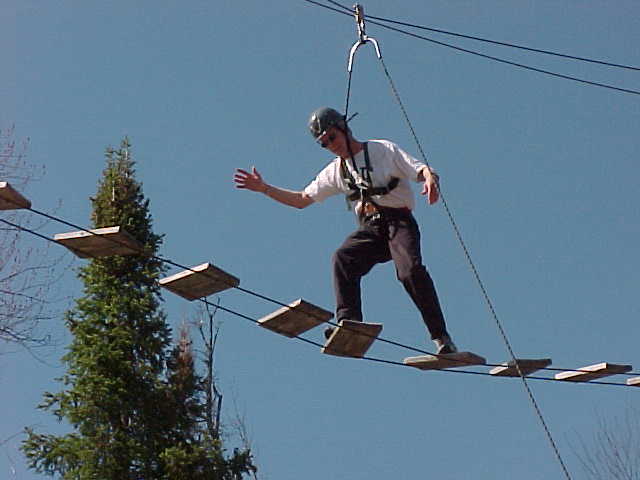 A CEEPS participant on the ropes course